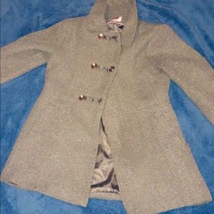 Girls Grey button down coat with sparkles
